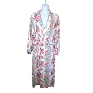 Vtg Victoria's Secret Robe Floral Rose Paisley Tie Belt Long Sleeve Gold Label M